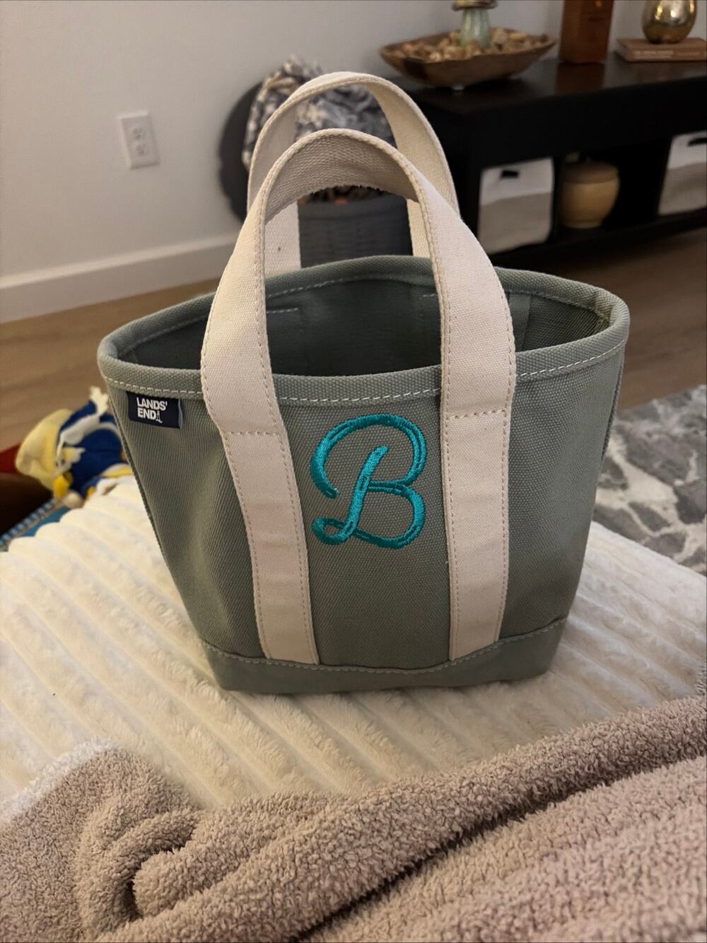 Lands End canvas Mini Tote B excellent condition Classic Canvas tote 2016